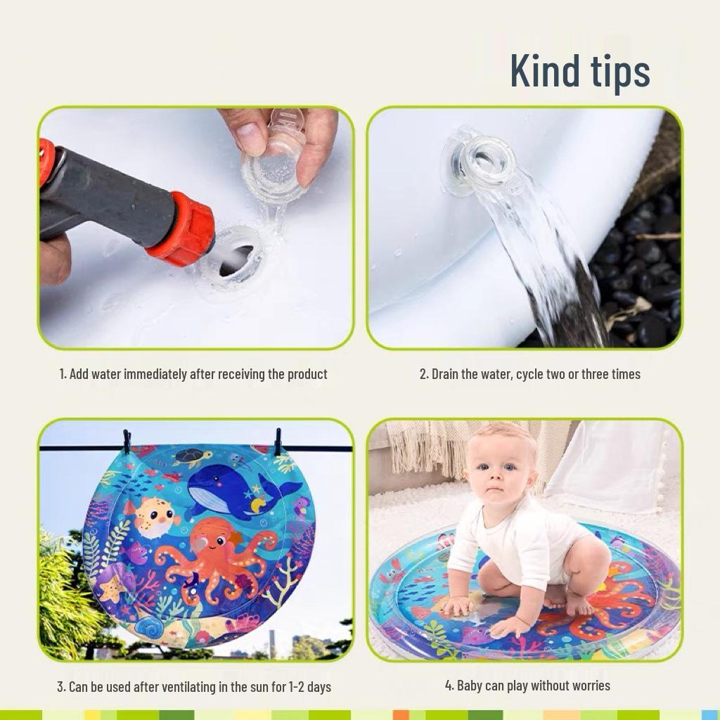 Aufblasbare Sommer Krabbelmatte für Kinder & Haustiere - Ozean Wasserspielanleitung
