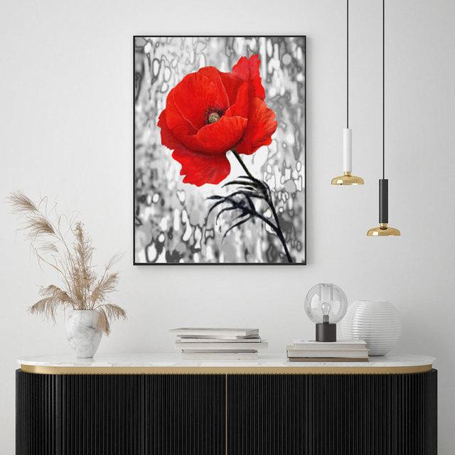 Modern Abstract Art Red Poppy Oil Painting Print On Canvas Flower Canvas Posters and Prints for Living Room Bedroom Decor Quadro