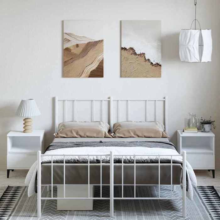 VidaXL Cadre de lit métal avec tête de lit-pied de lit blanc 135x190cm 352546