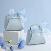 10 pezzi distribuiscono sacchetti regalo in pelle rosa, bomboniere per ospiti, mini borsetta con nastro, scatola per imballaggio di caramelle, decorazioni per feste