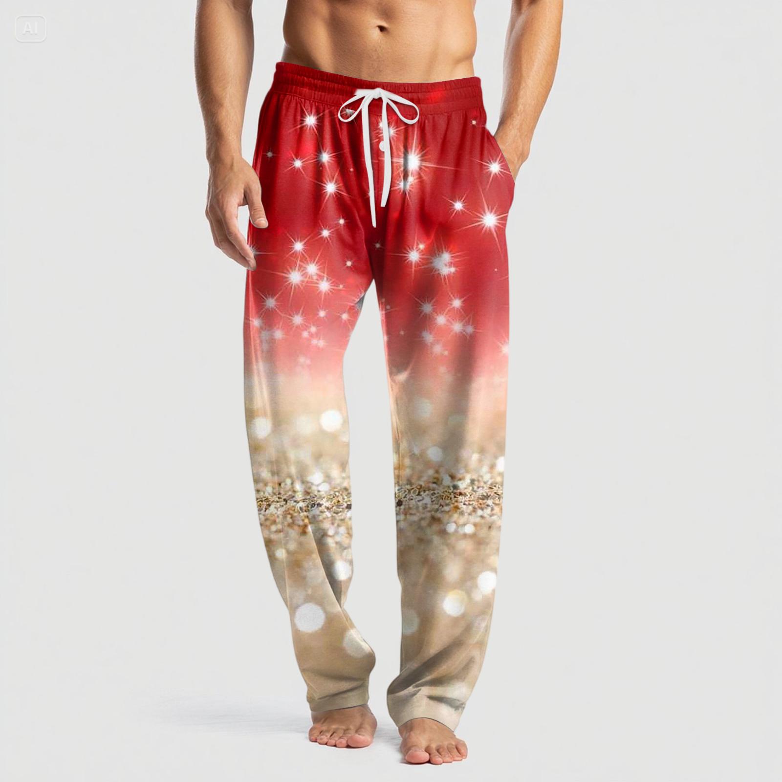 

Мужские вязаные модные брюки с принтом, карманами, повседневные, пижамные L бежевый