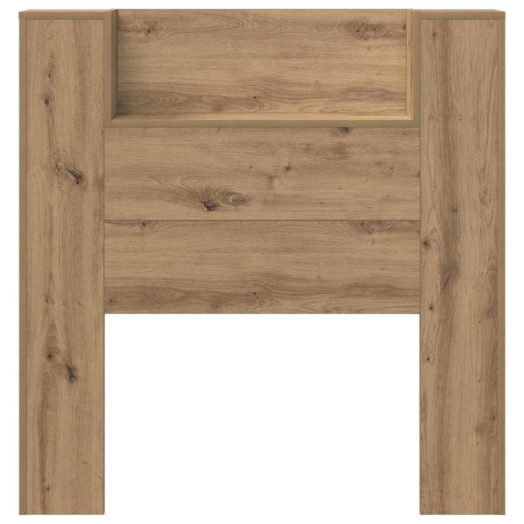 Storage Headboard with LED Artisan Oak Wood Based Material