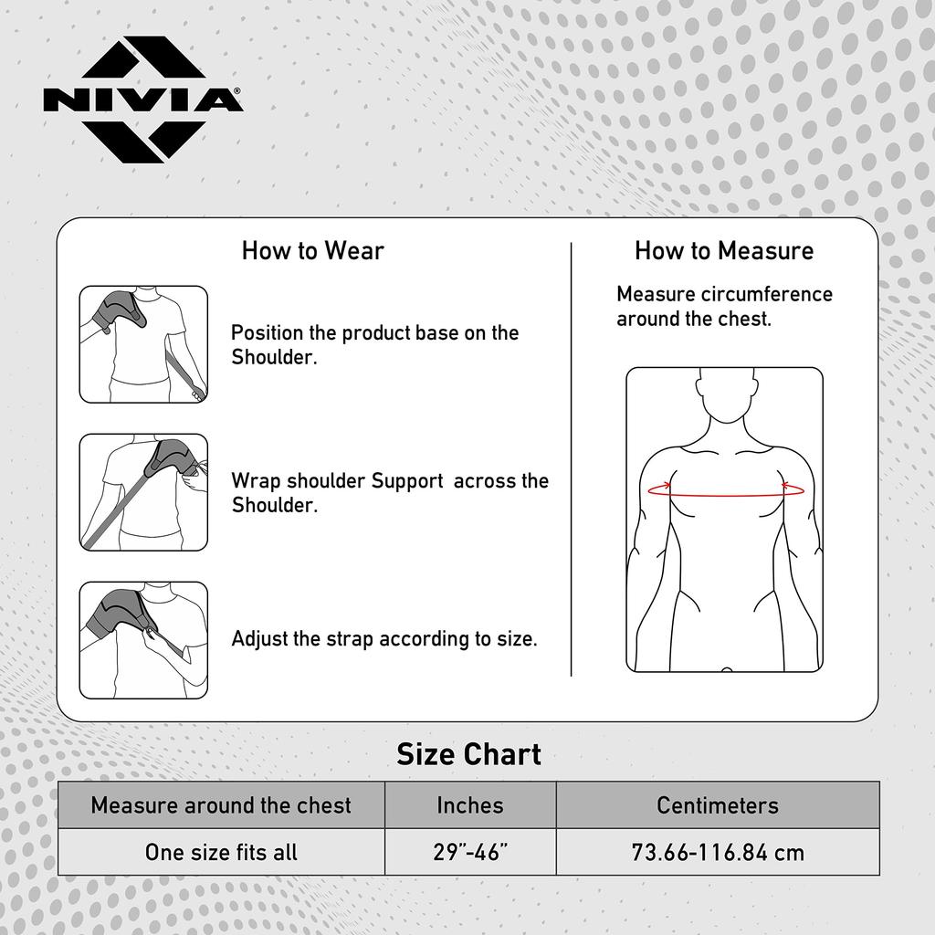 Nivia Shoulder Support for Men and Women, Adjustable Neoprene Shoulder Brace with Breathable Compression for Pain Relief, Inflammation Control an