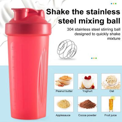 600ML Protein Shaker Bottle with Stainless Steel Ball Precise Scale Portable Fitness Mixing Water Cup Plastic Mixer Blender Bottle Birthday Gift