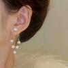1 Pair of Elegant Long Tassel Earrings for Women Golden Alloy with Embellishment Perfect for Daily Wear or Party Occasions