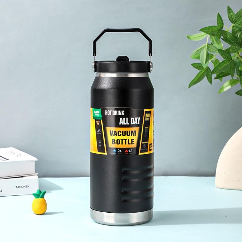 40OZ/54OZ Outdoor Thermal Water Bottle with Straw Thermos Portable Handle 304 Stainless Steel Cold and Hot Sports Vacuum Flasks 40OZ