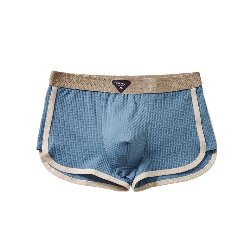 Summer Ice Silk Thin Men's Underwear Checkered Texture Simple Solid Color Men's Sports Home Flat Pants