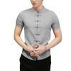 Chinese Shirt Stand Collar Men Summer Shirt Short Sleeve Traditional Chinese Style Summer Shirt Knot Buttons Men Clothes