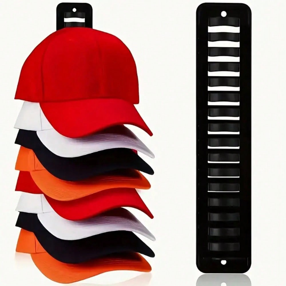 1Pc Wall-Mounted Cap Organizer - Holds 16 Hats, Easy Installation With Heavy-Duty Adhesive, Perfect For Closets, Offices