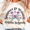 Comfort Colors Support Public Schools Shirt and Kids Tshirt, Floral Boho Teacher Gift