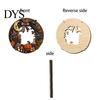 Halloween Theme Party Supplies Wooden Hollow Round Hanging Sign, Pumpkin Spider Web Haunted Ghost Bat Ornaments House Ornament with Hemp Rope, Festive