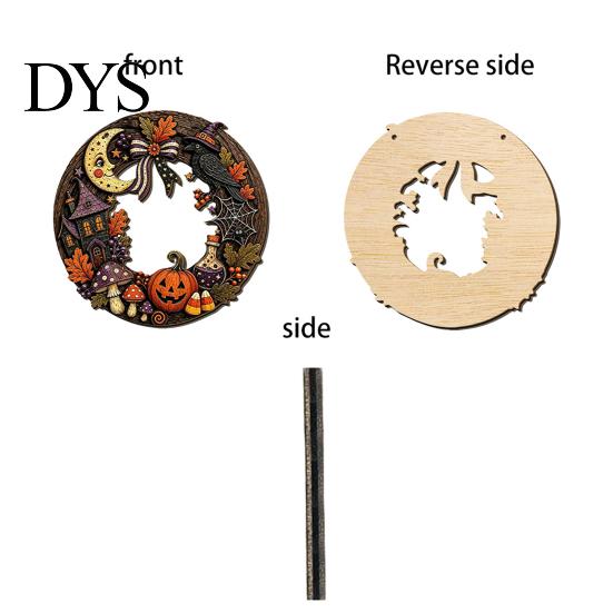 Halloween Theme Party Supplies Wooden Hollow Round Hanging Sign, Pumpkin Spider Web Haunted Ghost Bat Ornaments House Ornament with Hemp Rope, Festive