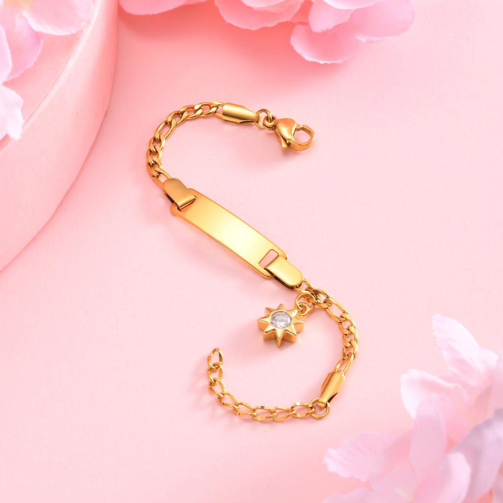Name Custom Bracelet,Stainless Steel 3 To 1 Nk Zircon Chain Sun/Star/Moon/Heart/Butterfly Date Engrave Bracelets