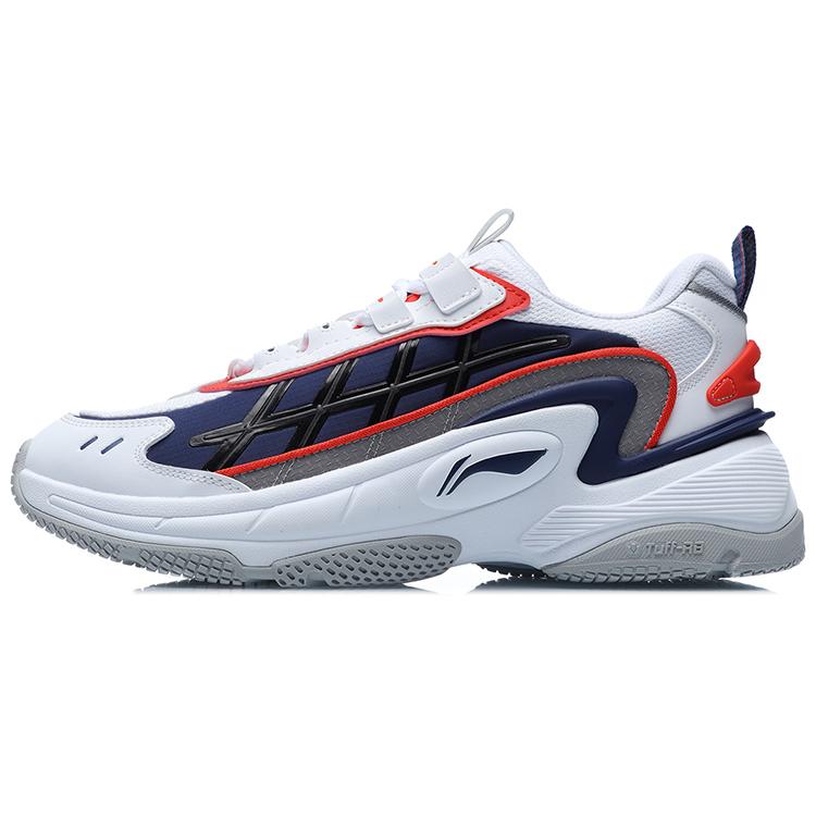 New LiNing Nebula OG Cushioned Anti Slip And Wear Resistant Lightweight Low Top Casual Shoes Men's White Blue AGCR005-5