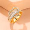 Luxury Female Small Heart Adjustable Open Ring Vintage Engagement Wedding Jewelry For Women
