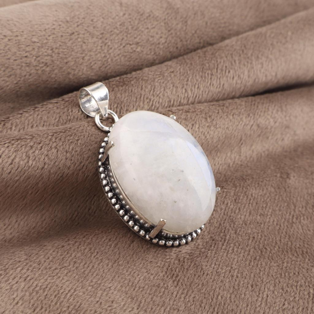 Rainbow Moonstone Gemstone Silver Pendant, 925 Sterling Silver Handmade Jewelry, Wedding Jewelry, Women Pendant PP-63-22