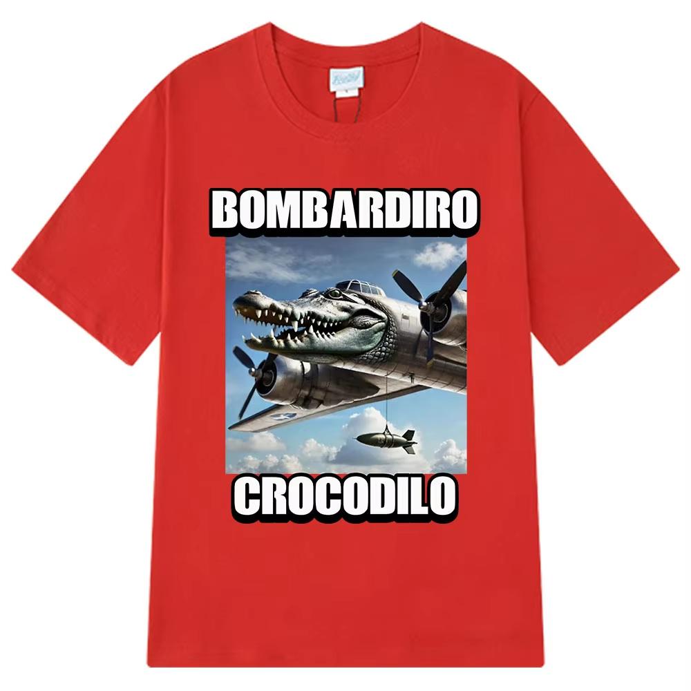 Bombardiro Crocodilo Funny Crocodile Plane Bomber T-shirt Men Women Casual Cotton Short Sleeve T Shirts Comfort O-Neck T-shirts