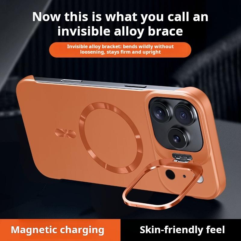 Ultra Thin Metal Lens Holder Frameless for Magsafe Magnetic Case for Iphone 17 Air 16 15 14 Pro Max 13 Solid Matte Skin PC Cover