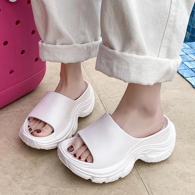 Fashion 2025Candy Color Chunky Platform Slippers Women Summer Thick Bottom Non-Slip Beach Slides Comfort Soft Sole Flip Flops