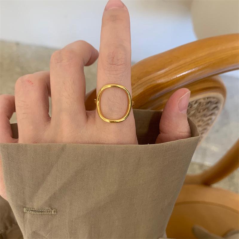 Nordic Design Gold Plated Hollow Circle Stackable Ring - Simple and Stylish Mix & Match Jewelry Trend