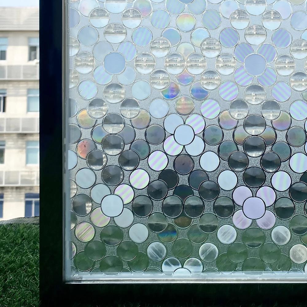 Privacy Film Static Window Clings Vinyl 3D Window Decal Stickers Rainbow Window Film for Glass Door Heat Control Anti UV