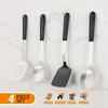 Stainless Steel Cooking Utensils Set, 4-piece Kitchen Utensil Set with PP Handles, Dishwasher Safe, Non-Stick and Heat Resistant, Spoons, Spatula for