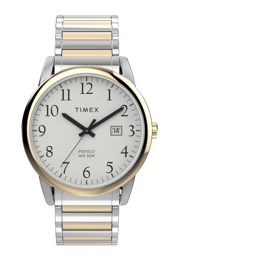 

Мужские часы TIMEX Oversized Easy Reader, белый циферблат, латунь, минеральное стекло, кварцевый механизм, золото, TW2W52100