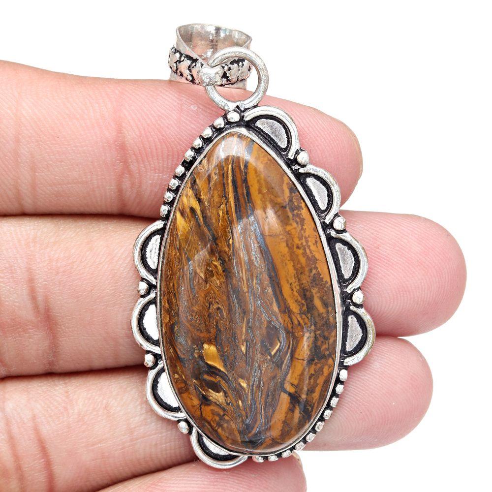Pendant Multi Tiger Gemstone Handmade Mother'Day Silver Jewelry 2.25"