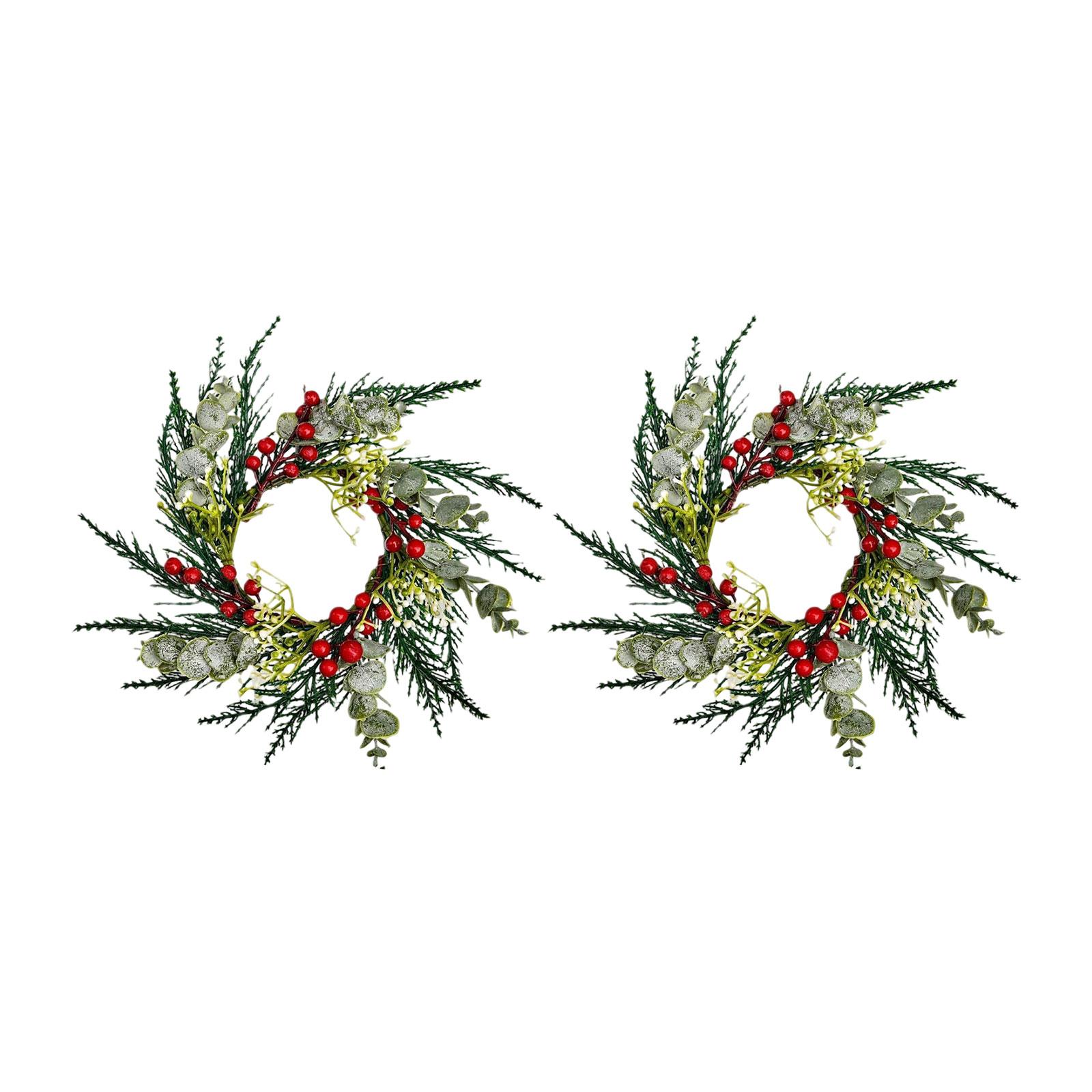 

Рождественские венки для кухонного шкафа с клетчатой лентой-бантом, подвесные венки для дверей шкафа, декоративные венки для кухонного окна, наружного и внутреннего праздничного декора One Size