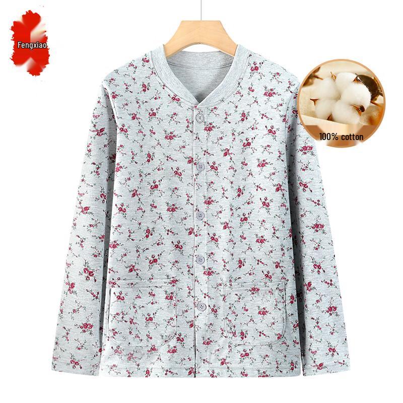 Elderly Women s Spring Button-Up Cardigan 4XL