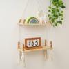 Unique Decorative Floating Tassels Shelf Wood Wall Mounted Storage Rack for Living Room Stylish Bedroom Organizer