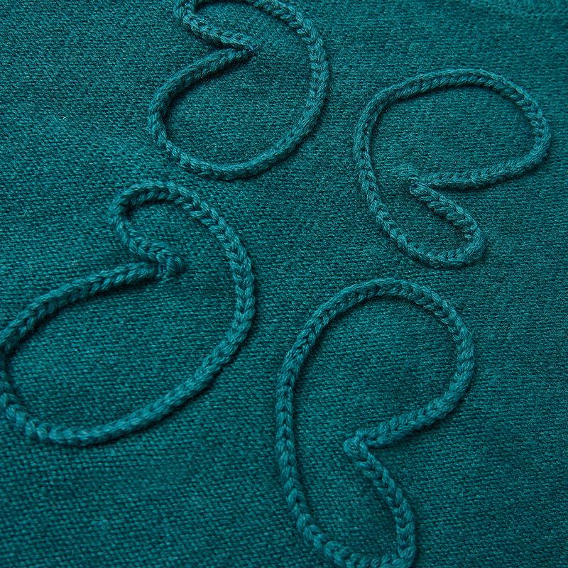 Northern Deer Turquoise Blue Round Neck Merino Wool Crochet Sweater