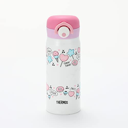 Thermos Water Bottle Vacuum Insulated Mobile Mug 400ml White Pink JNR-401 WH-P