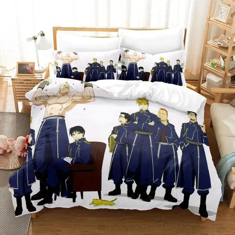 Anime Fullmetal Alchemist Bedding Set Duvet Cover Bed Set Quilt Cover Pillowcase Comforter king Queen Size Boy Adult Bedding Set