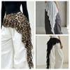 High Waist Butt Curtain Skirt Leopard Print Mini Apron Korean Ruffles Trim Butt Curtain  Jazz Dance