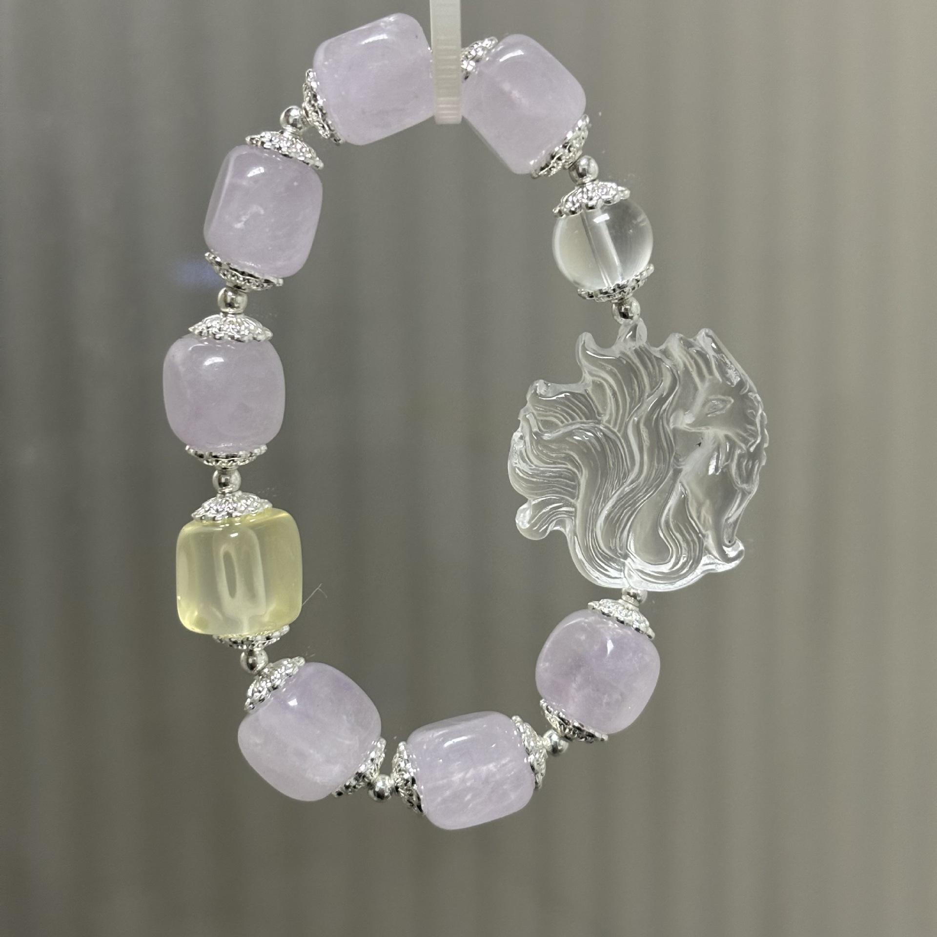 

Lavender Amethyst & White Crystal Nine-Tailed Fox Bracelet for Women