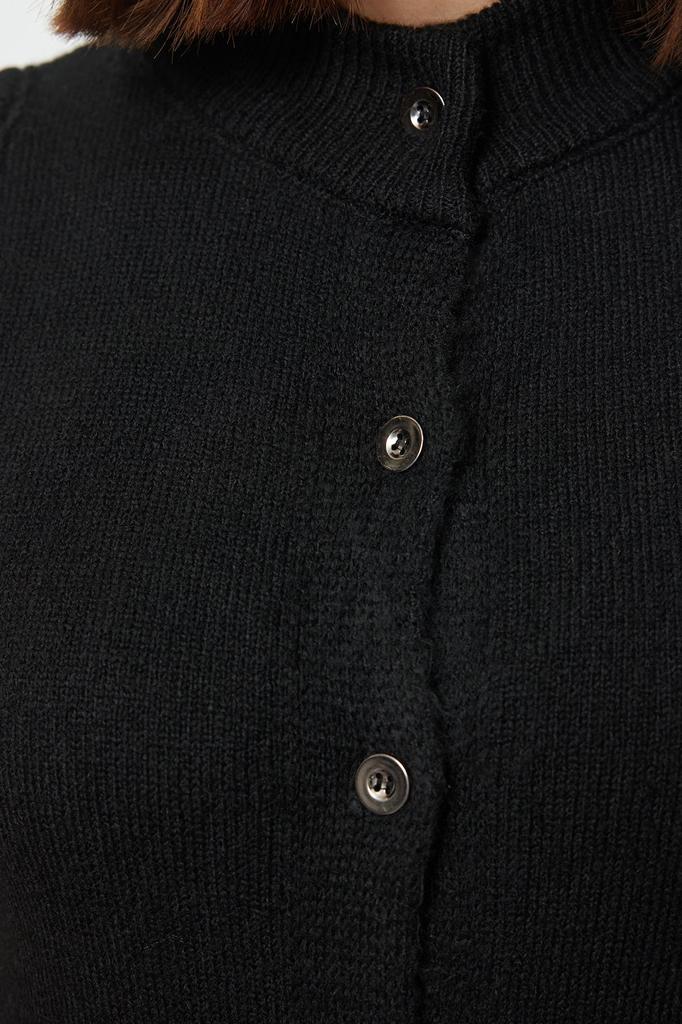 Women's Elegance Style Cardigan Limited Edition Black Soft Textured Knitwear Cardigan