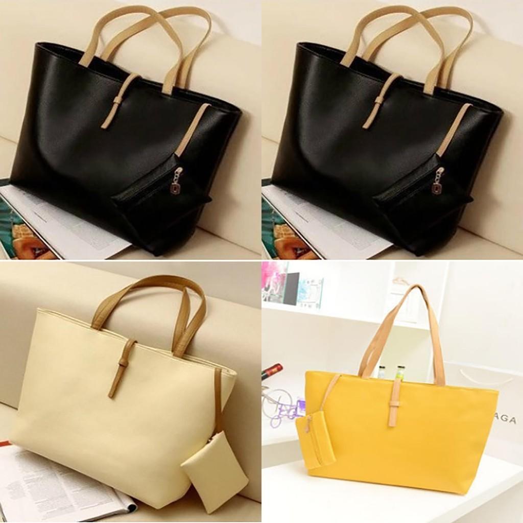 Elegant Women Shopping Tote Faux Leather Messenger Handbag With Spacious Compartments