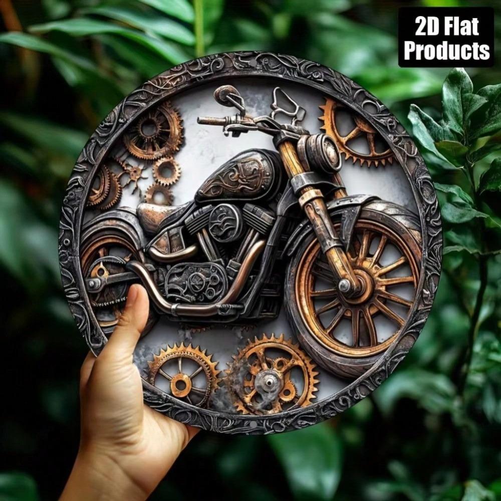Vintage Motorcycle Metal Sign Art Decor with Chain Gears Home Bar Wall Decor