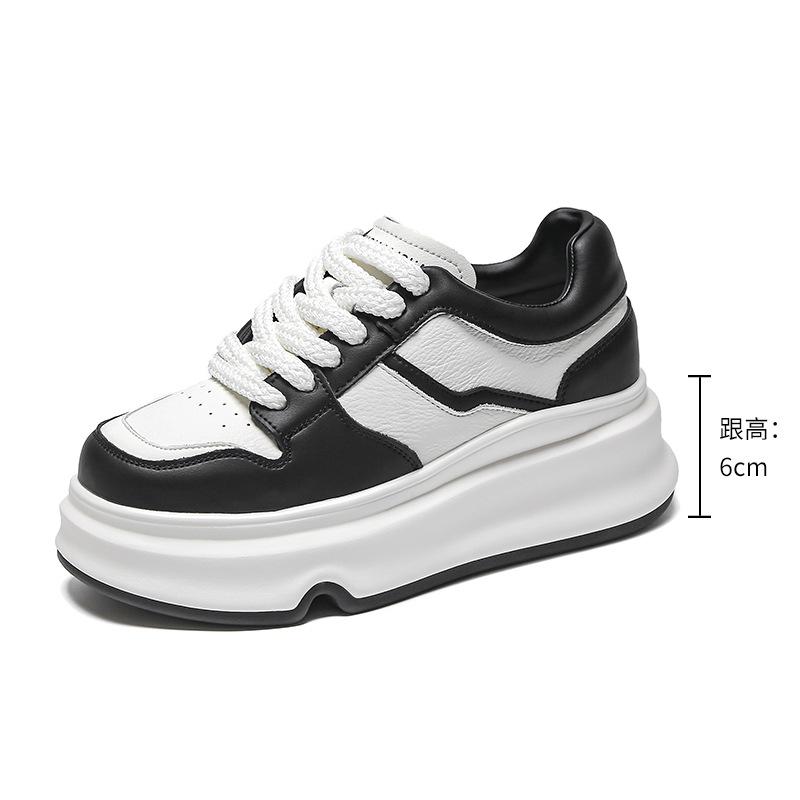 Spring new leather board shoes little white shoes women's cowhide casual women's shoes retro versatile thick-soled muffin heightening shoes