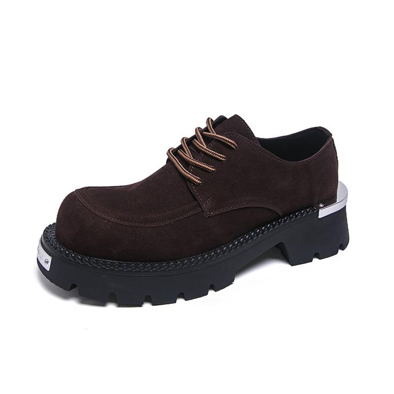 British Retro Men s Thick-Soled Height-Boost Leather Lace-Up Business Casual Shoes 40