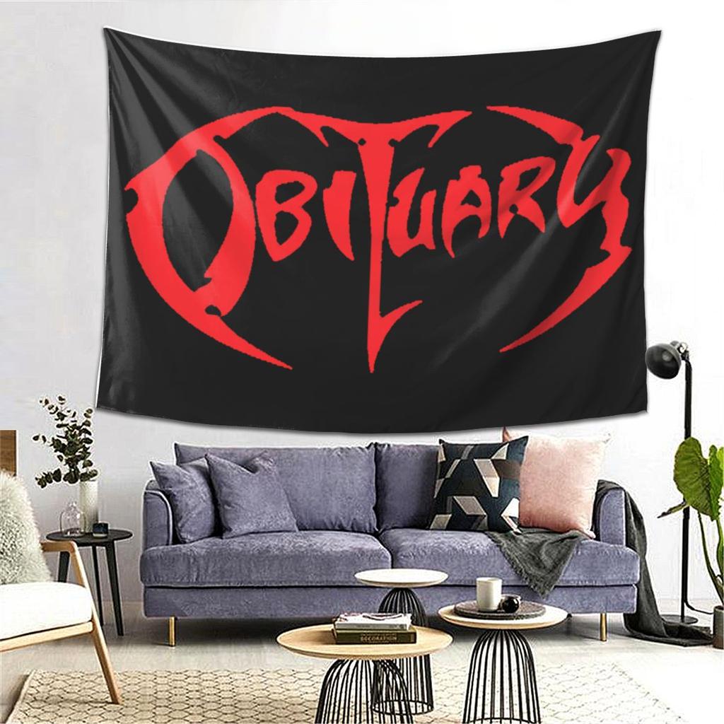 Adult Obituary Band Logo Death Metal Trucker Tapestry Wall Hanging Aesthetic Home Decoration Tapestries for Living Room Bedroom