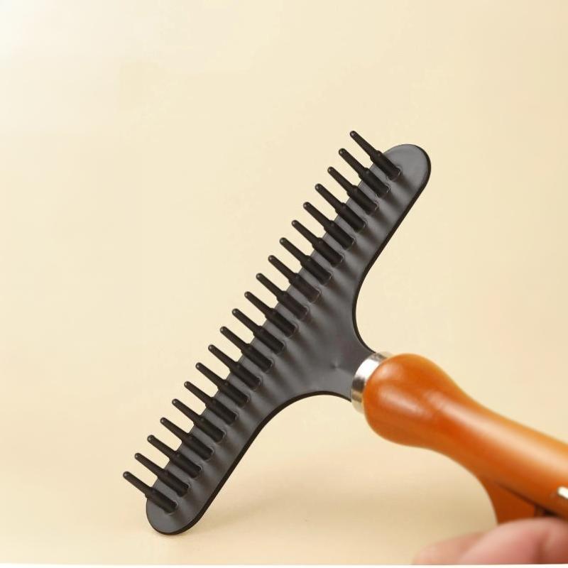 Portable Wood Me1 Pcs Portable Wood Carpet Groomer Rake Metal Handheld Carpet Rake Pet Grooming Comb Home Accessories