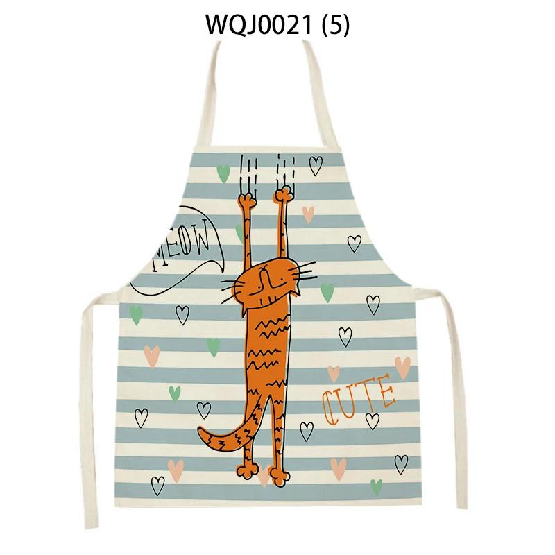 Lovely Owl Cat Pattern Sleeveless Kitchen Aprons Adult Kids Linen Bibs Household Cleaning Pinafore Home Cooking Baking Aprons