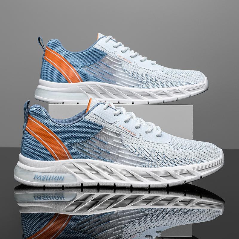 

Flying woven men s shoes new summer trend fish silk mesh breathable sports shoes lace-up soft-soled running shoes men 44