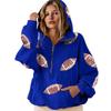 Women's Sports Shirt With Rugby Sequins And Pockets Long Sleeved Half Zip Hooded Top