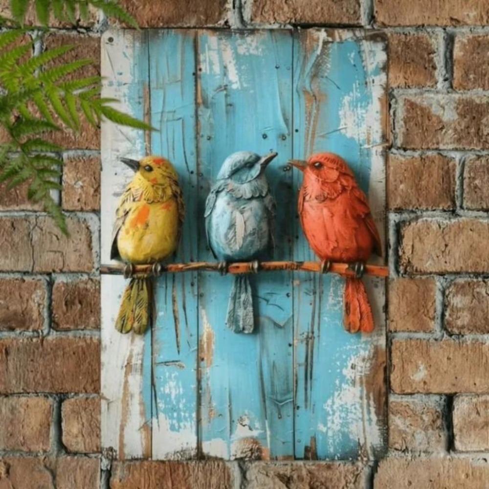 Metal Wall Art Bird Vintage Farmhouse Decor Living Room 8x12 Inch
