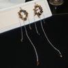 Silver Needle Retro Imitation Stone Irregular Geometric Beaded Fringe Stud Earrings Elegant Fashion Niche Simple Women Earrings