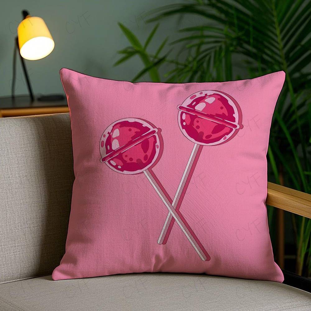 Sweet Pink Candy Pillow Case Safe Custom Photo Pillow, Anti-Fade Brushed Fleece Cushion, Maternal & Infant Safe.