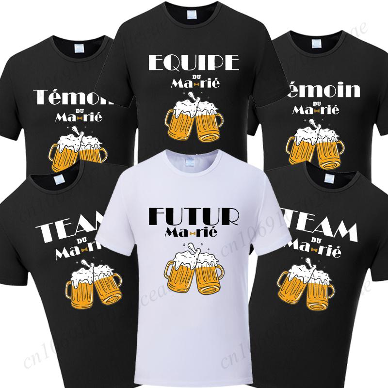 French Boyfriend Bachelor Party Tshirt Single Wedding Graphic Oversized Y2k Tops Evg Team Groomsman Tees Future Groom Man Shirt